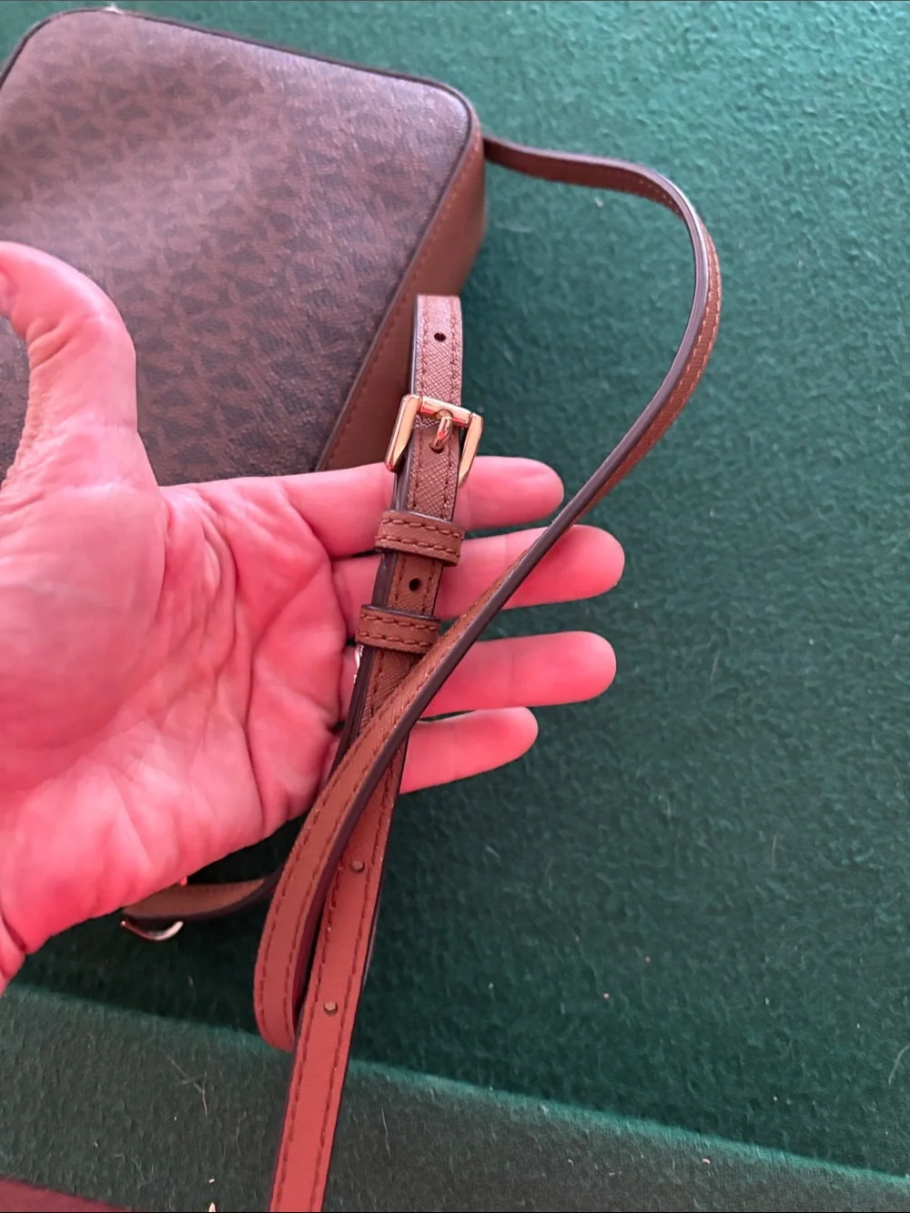 Michael Kors Jet Set Logo EW Crossbody Brown Chain Acorn